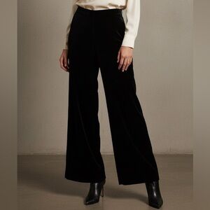 GIORGIO Armani Black Ribbed Velvet Wide Leg Pants